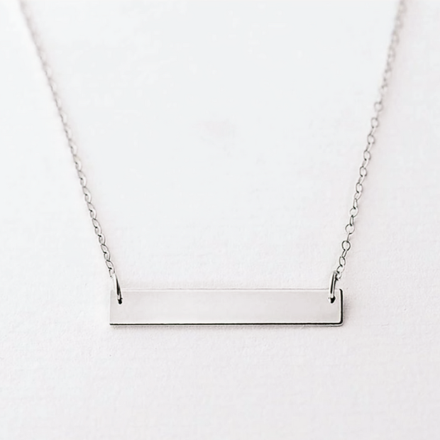 16" Minimalist Bar Pendant Necklace – Dainty Stainless Steel Chain