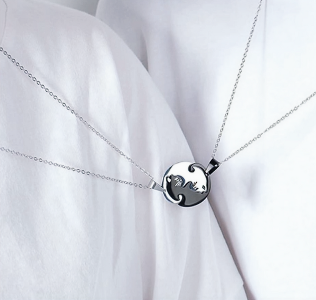 Set Of 2 Cat Pendant Necklaces