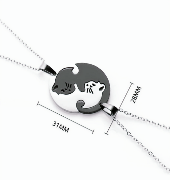 Set Of 2 Cat Pendant Necklaces