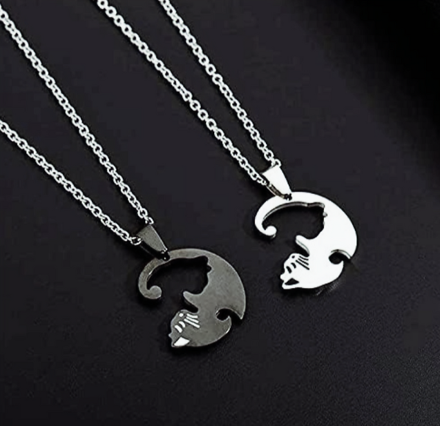 Set Of 2 Cat Pendant Necklaces