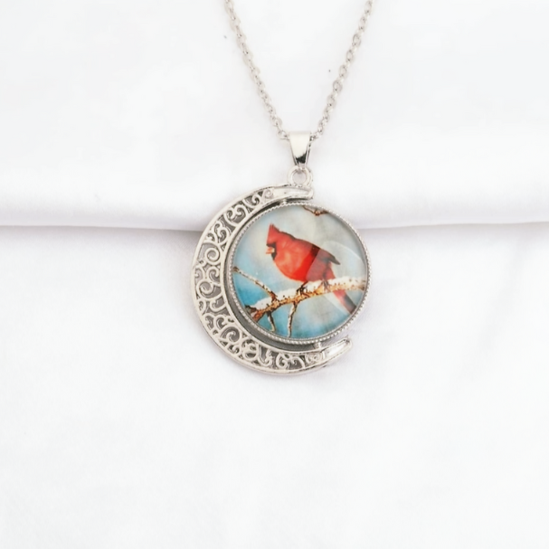 Detailed Cardinal Bird Pendant – 24-Inch Stainless Steel Necklace