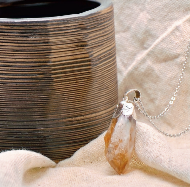 Natural Raw Yellow Citrine Pendant