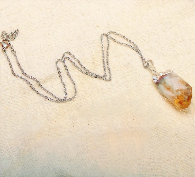 Natural Raw Yellow Citrine Pendant