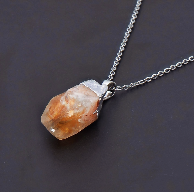 Natural Raw Yellow Citrine Pendant