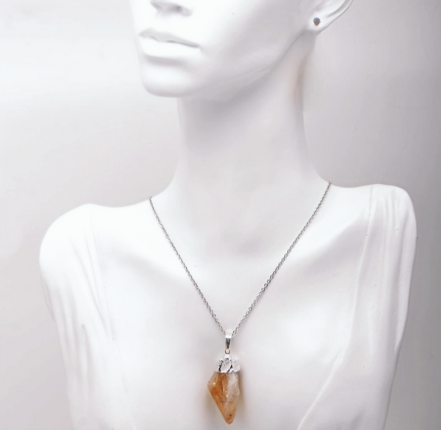 Natural Raw Yellow Citrine Pendant