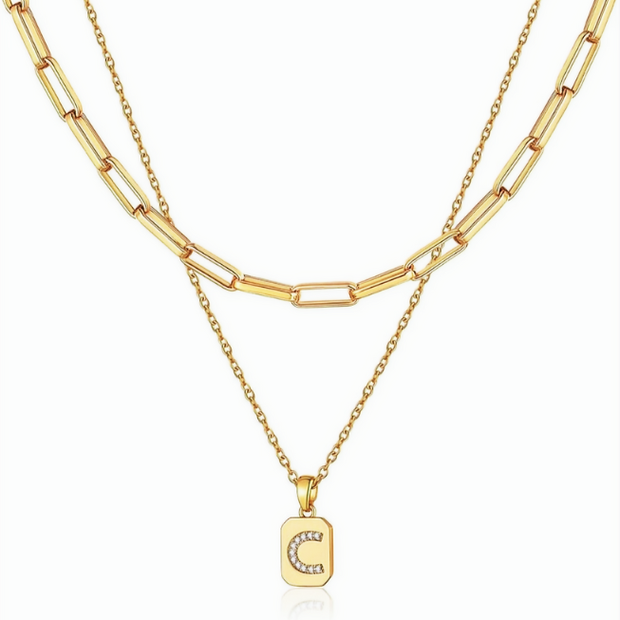 2 PCS Gold Chain Chokers Set: Paperclip & Figaro Chains
