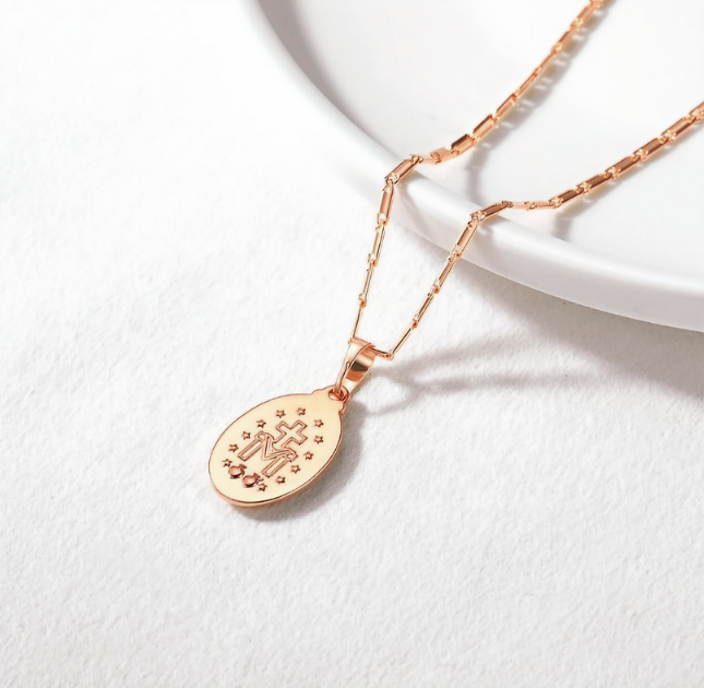 18K Gold Plated Virgin Mary Necklace