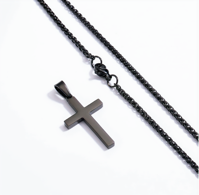 Stainless Steel Cross Pendant Necklace 3 mm