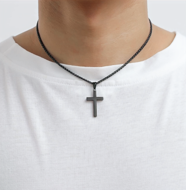 Stainless Steel Cross Pendant Necklace 3 mm