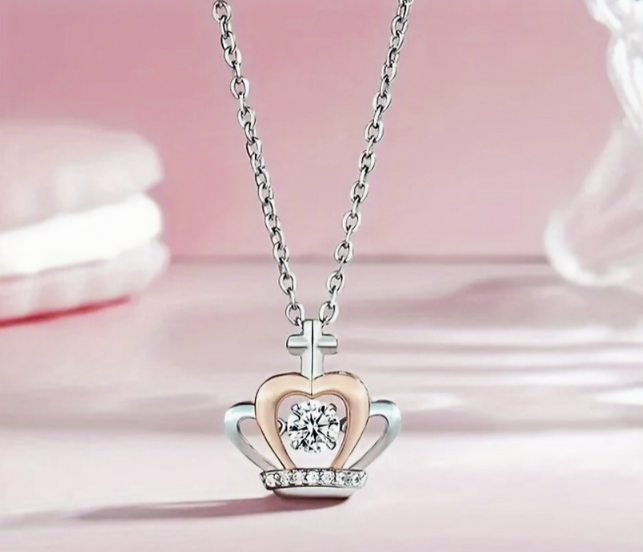 14K Gold Plated Crown Pendant Necklace