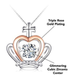 Crown Heart & Cross Pendant Necklace – 14K Gold Plated
