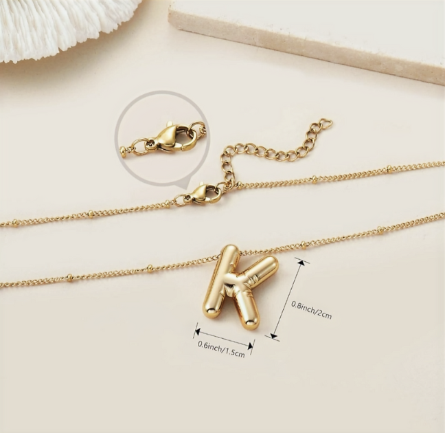 "K" Stainless Steel Pendant Necklace