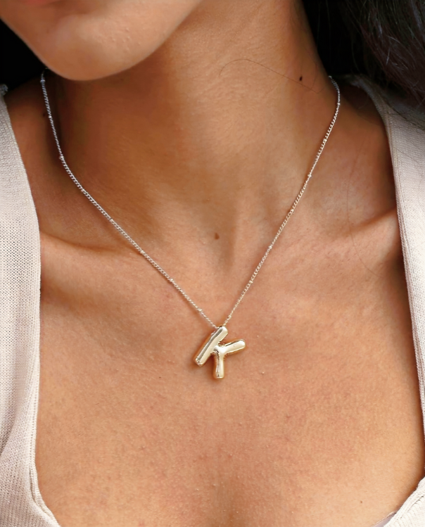 "K" Stainless Steel Pendant Necklace