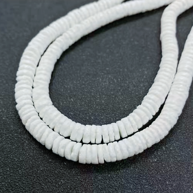 White Heishi Bead Beach Necklace.