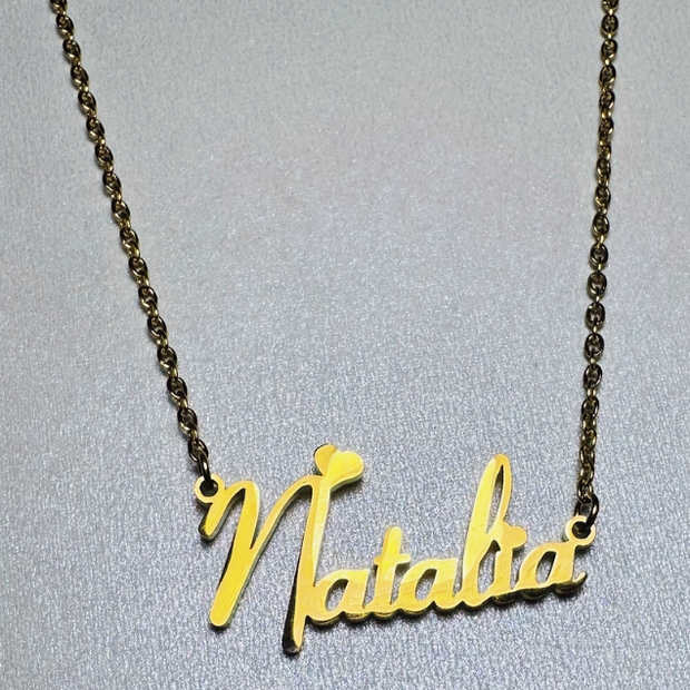 18" Personalized "Natalia" Name Necklace – Gold Plated Pendant