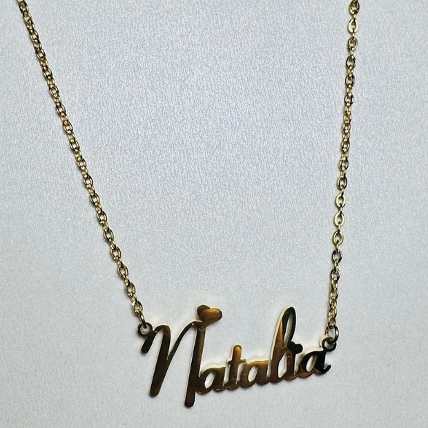 18" Personalized "Natalia" Name Necklace – Gold Plated Pendant