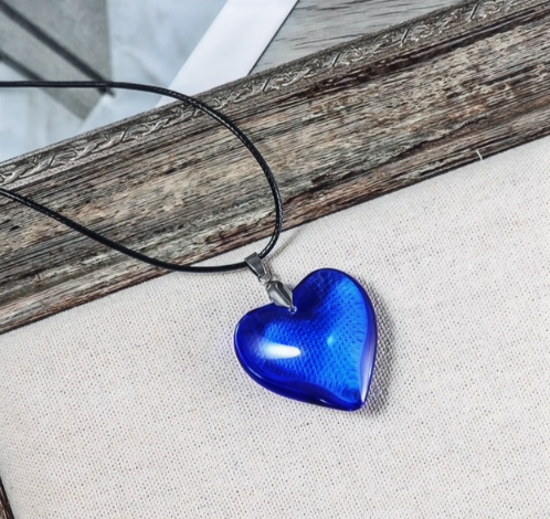 Chunky Glass Puffy Heart Necklace