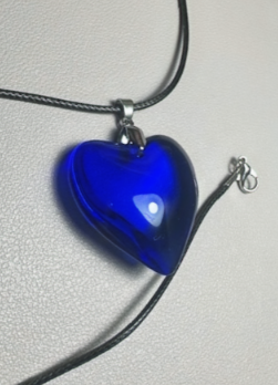Chunky Glass Puffy Heart Necklace