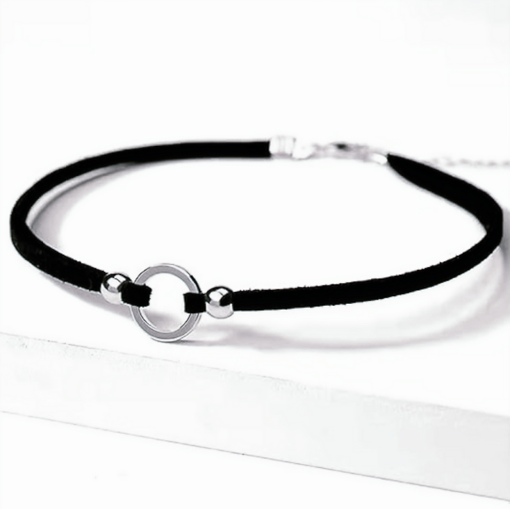 Black Choker Velvet  Necklace With Circle Pendant