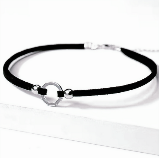 Black Choker Velvet  Necklace With Circle Pendant