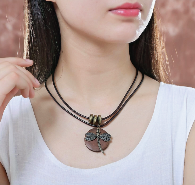 Dragonfly Pendant Necklace Hand Made