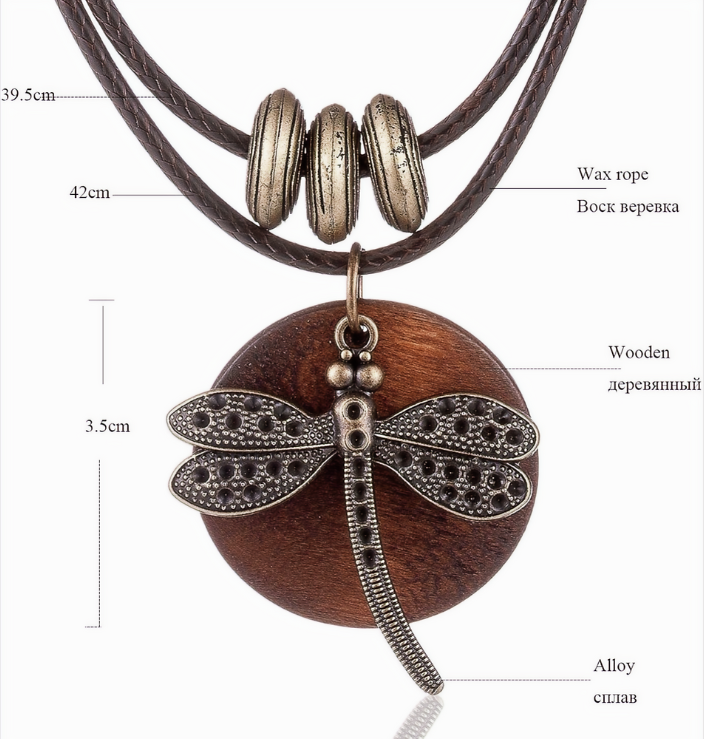 Dragonfly Pendant Necklace Hand Made