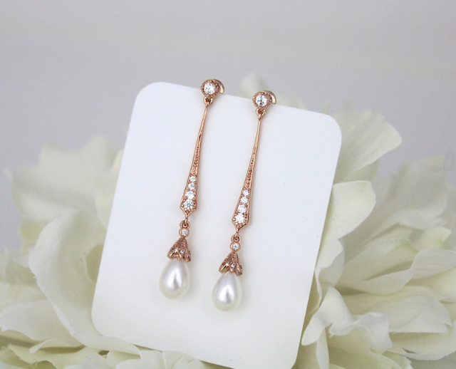 Slender Vintage Dangle Earrings with Freshwater Pearl Drops