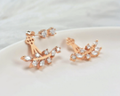 Leaf & CZ Crystal Ear Jacket Earrings – Rose Gold-Tone Studs