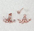 Leaf & CZ Crystal Ear Jacket Earrings – Rose Gold-Tone Studs