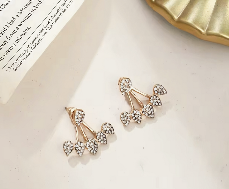 Vintage Crystal Flower Ear Jacket Earrings