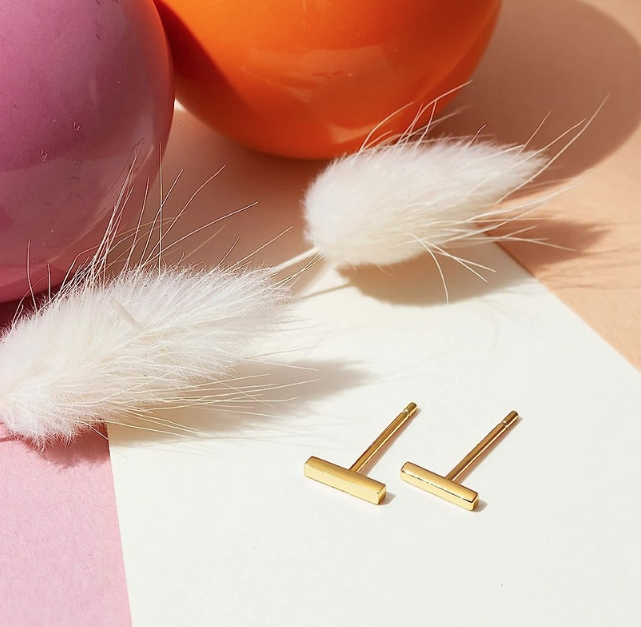 Dainty Small Simple Mini Bar Stud Earrings