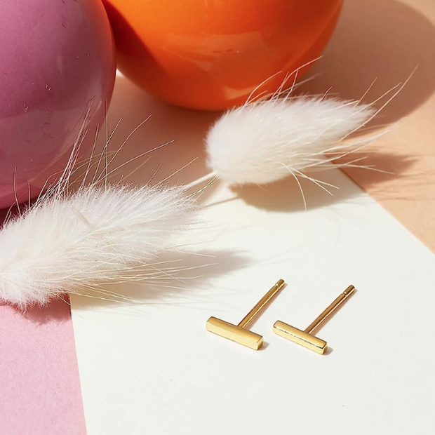 Minimalist Mini Bar Stud Earrings – Dainty Everyday Jewelry