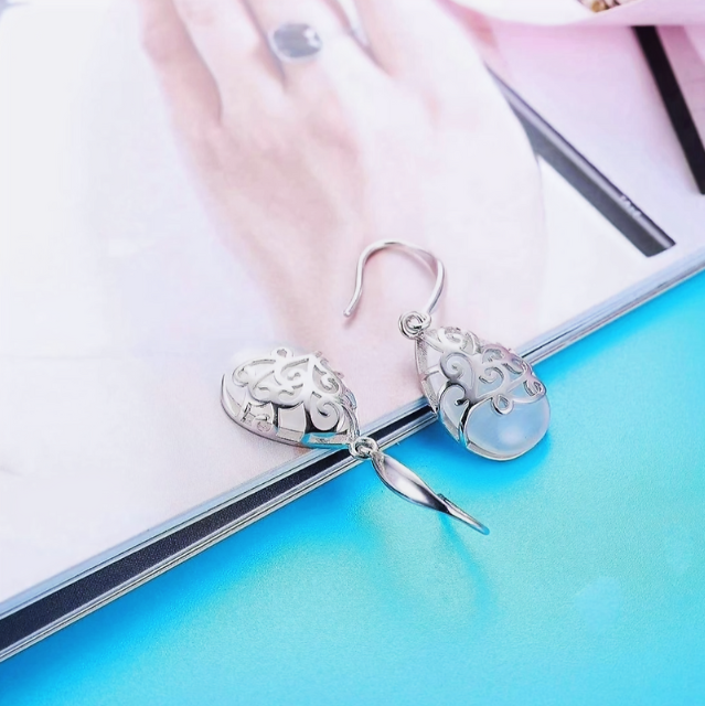 Vintage Style Copper Earrings with Synthetic Zirconia Pendants