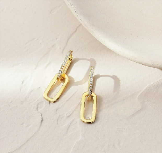Convertible Gold-Tone Link Earrings – Modern Chain Style Jewelry