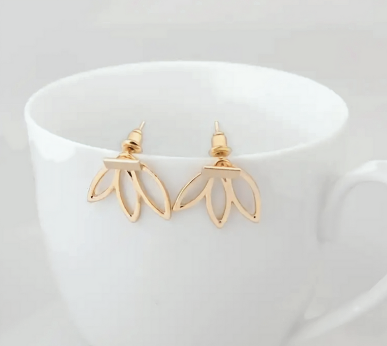 Lotus Bar Stud Earrings