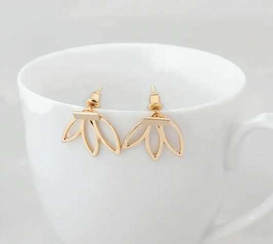 Lotus Bar Stud Earrings