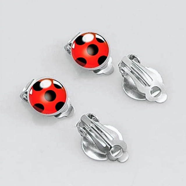 Ladybug Clip On Earrings