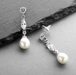 Luxurious Teardrop Pearl & Zirconia Earrings – Refined Wedding Jewelry