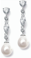 Luxurious Teardrop Pearl & Zirconia Earrings – Refined Wedding Jewelry