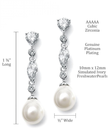 Luxurious Teardrop Pearl & Zirconia Earrings – Refined Wedding Jewelry
