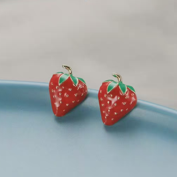Strawberry Cute Stud Earrings – Vibrant Fruit Jewelry for Kids & Adults