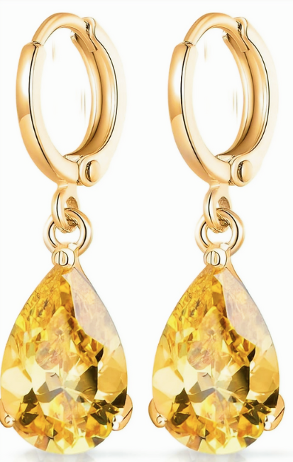 18K Gold Plated Zirconia Crystals Teardrops Earrings