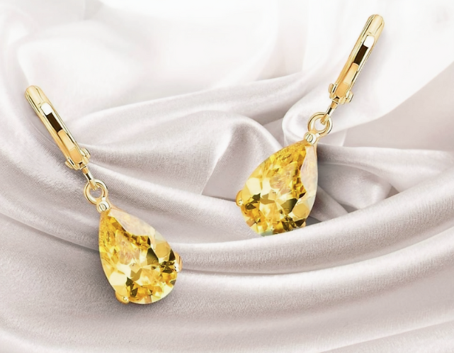 18K Gold Plated Zirconia Crystals Teardrops Earrings