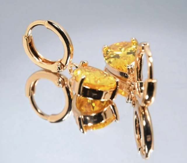 18K Gold Plated Zirconia Crystals Teardrops Earrings