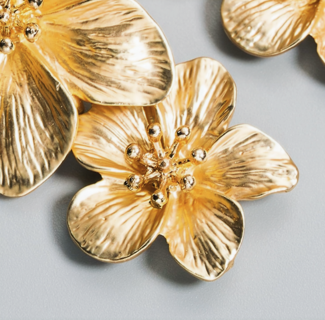Boho Long Double Daisy Flower Pendant Earrings