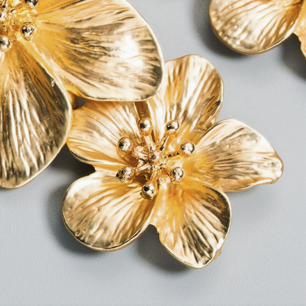 Boho Long Double Daisy Flower Dangle Earrings – Elegant Statement Jewelry