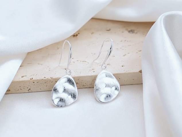 Antique  Hammered Disc Drop Earrings Boho Earrings