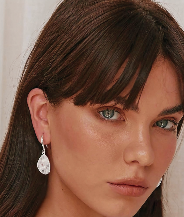 Antique  Hammered Disc Drop Earrings Boho Earrings