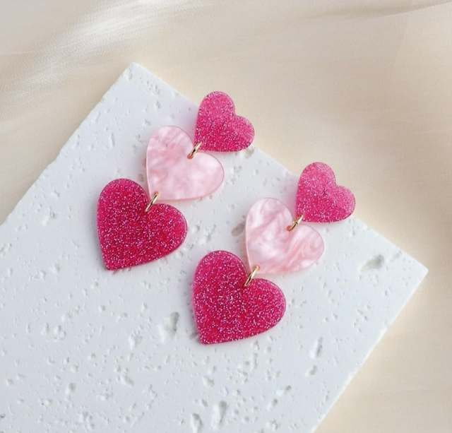 3-connect Heart Eardrop Earrings