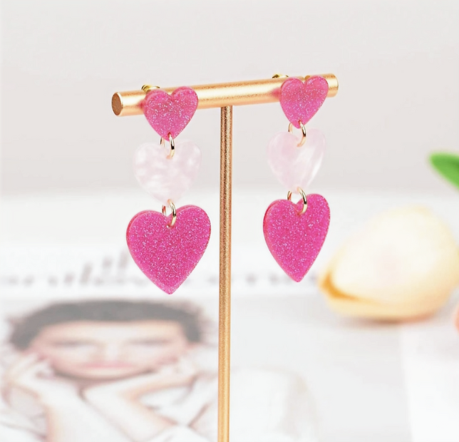 3-connect Heart Eardrop Earrings